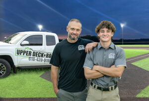 Jake Calvert, owner of Upper Deck Roofing and his son